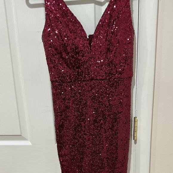 Red Sequin Prom Dress - Picture 1 of 4